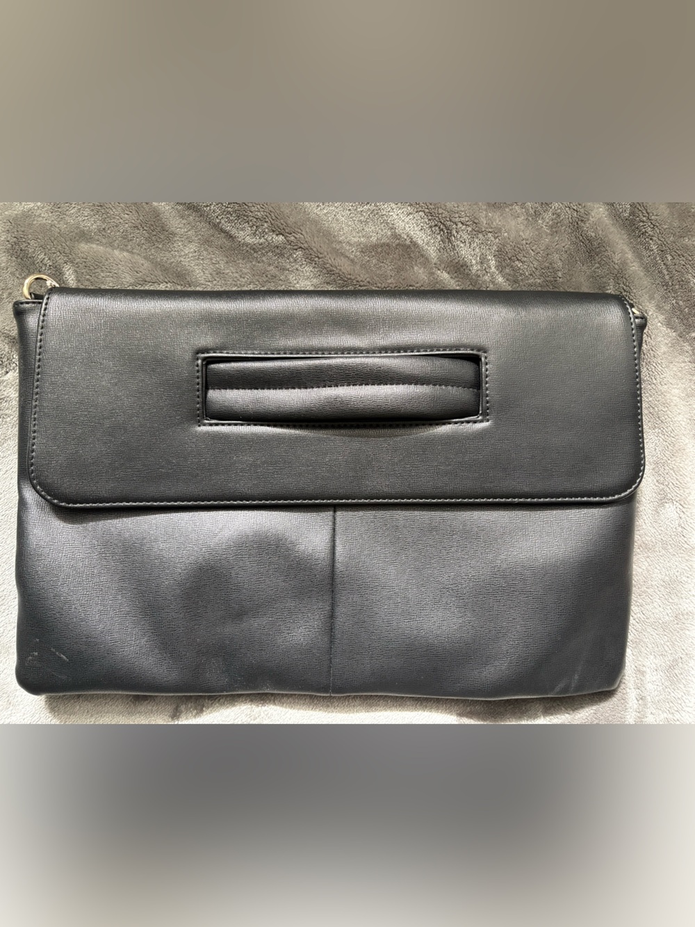 Khloe Gabrielle Black Vegan Leather Fold Over Clutch Bag
